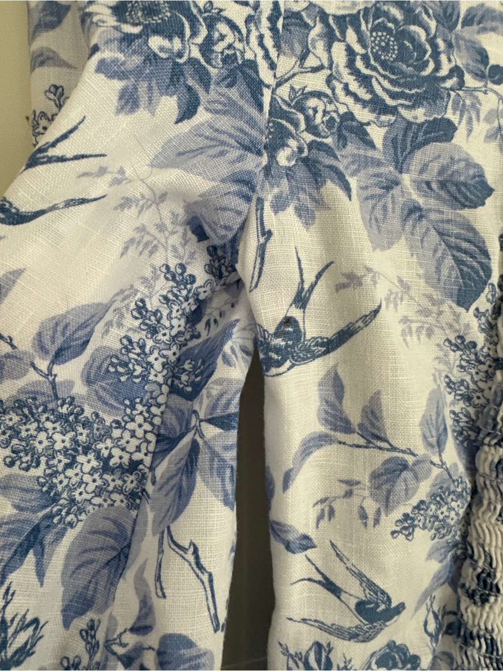 Reformation White and Blue Floral Square-Neck Puff-Sleeve Blouse - Picture 7 of 7